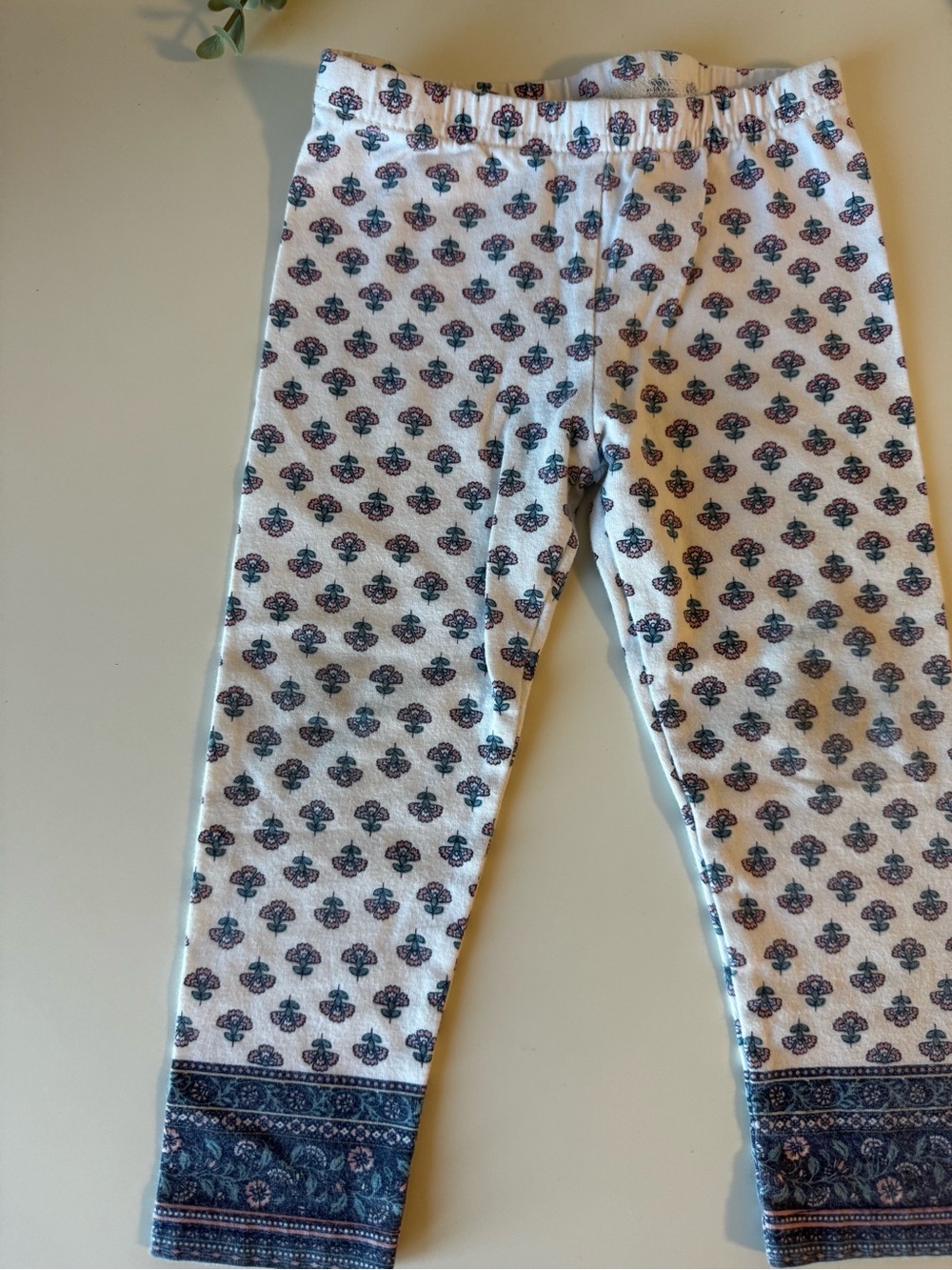 Carter's Floral Leggings Girls Size 18 Months White Blue Pink - Picture 2 of 4